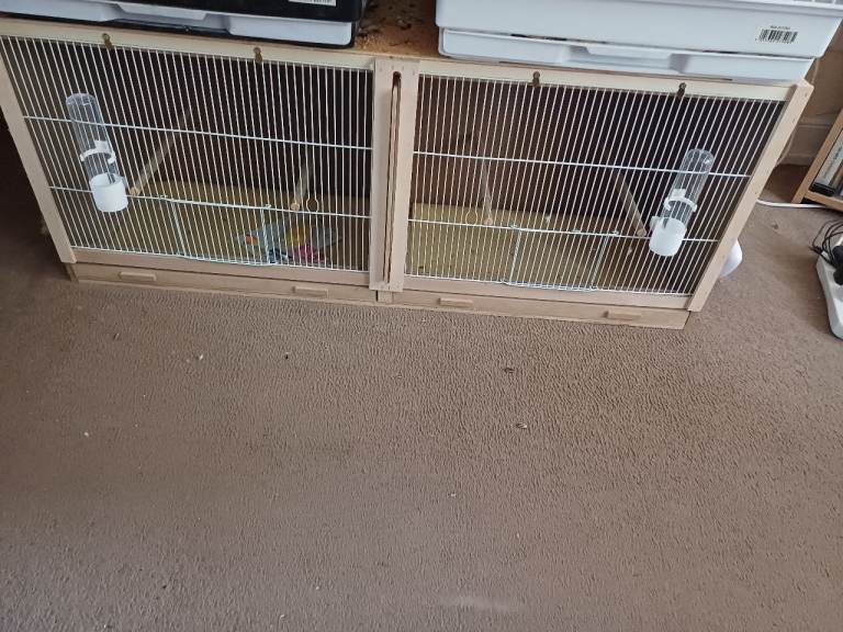 Wooden double finch breeding cage.