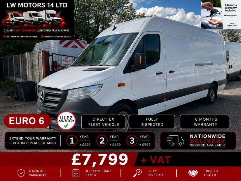 MERCEDES BENZ SPRINTER 314 CDI RWD L3H2 LWB HIGH ROOF PANEL VAN 2020 20 REG AUTO