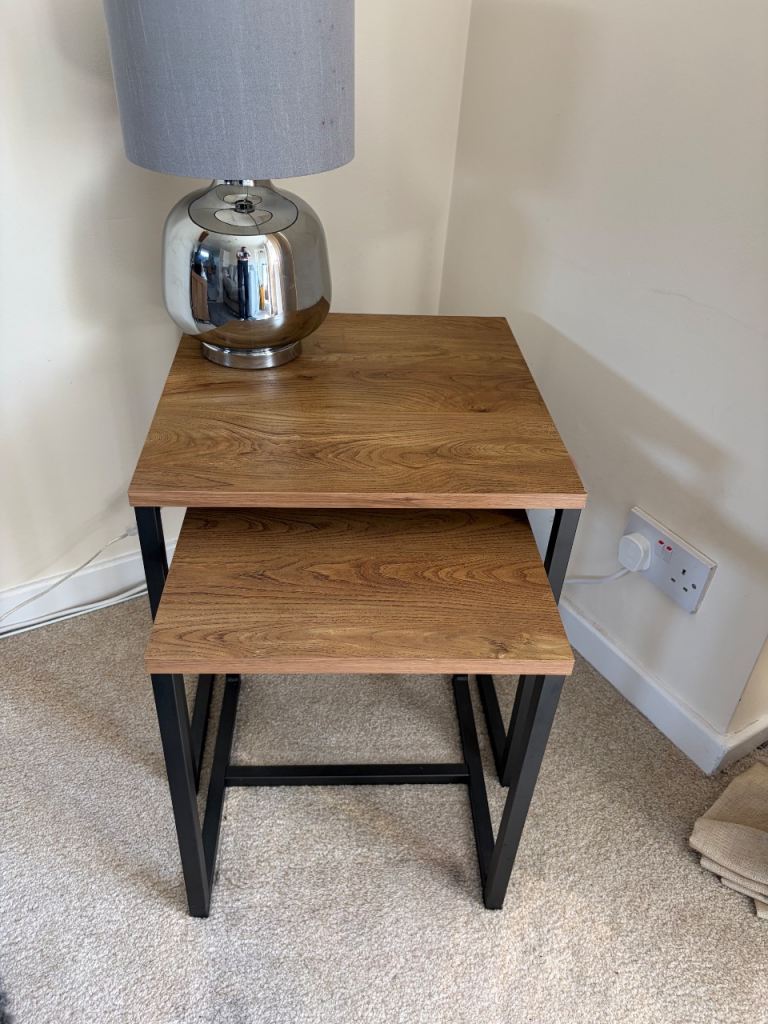 Nest of Tables - Wood Effect with Black Metal Frame