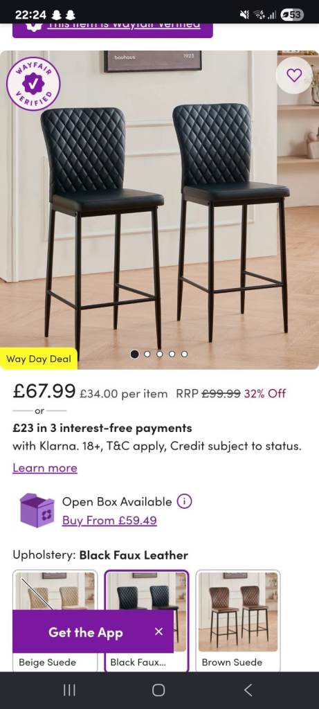 Pair of brand new bar stools