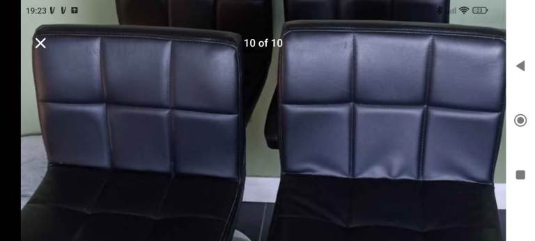 Dining Swivel Chairs x4 Black Leather with Silver Base 