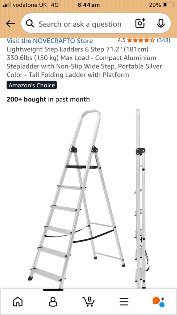 NOVECRAFTO 6-Step Aluminium Folding Ladder – Brand New