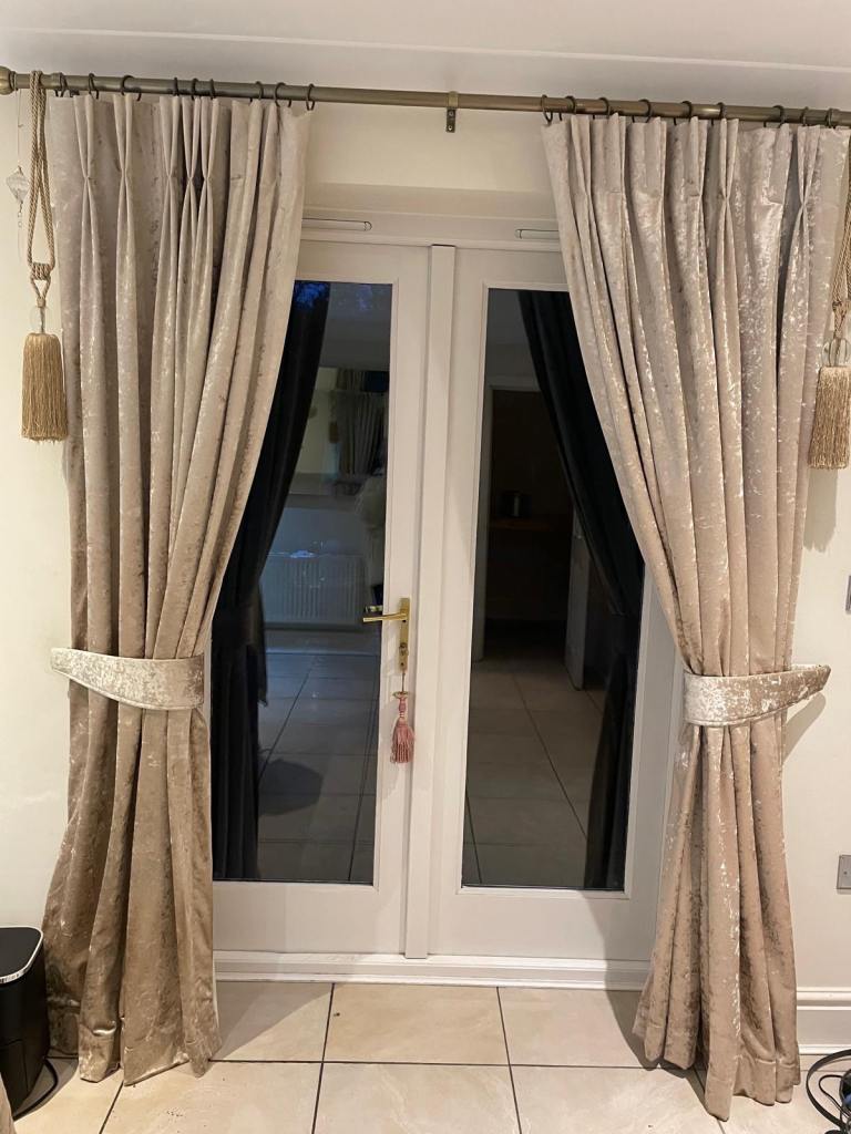 Beautiful curtains handmade gold cream velvet 