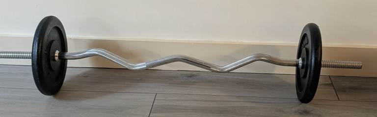 EZ Curl Bar with Two 10KG Weight Plates