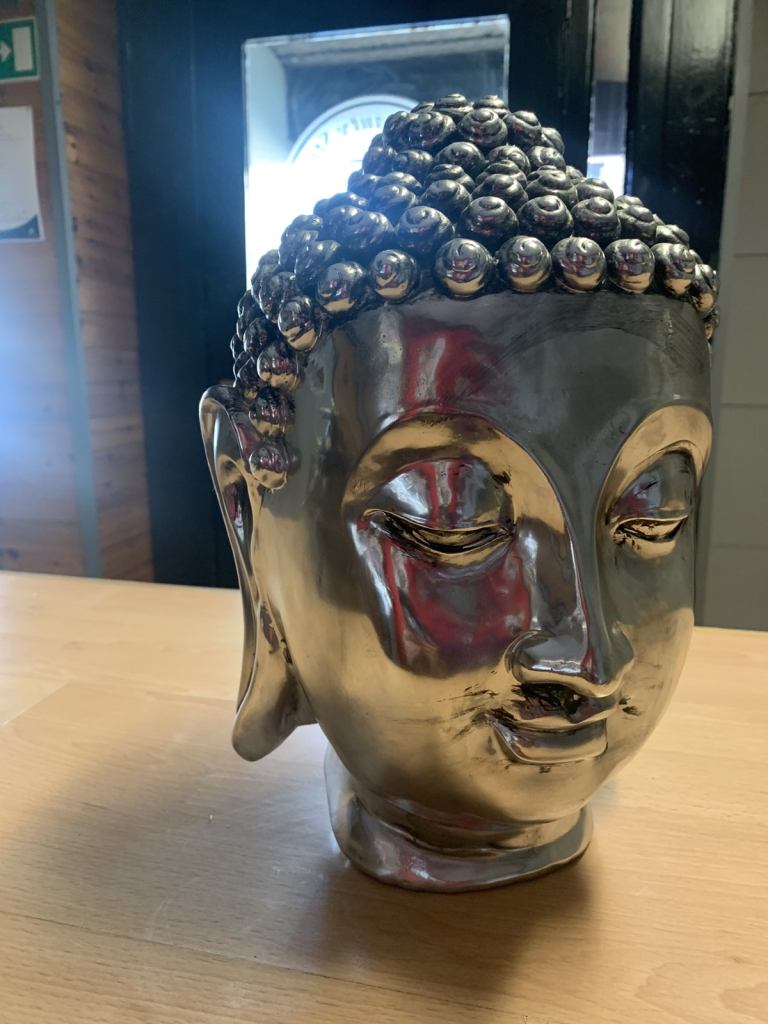 Buddha Chrome Head Ornament 12 by 9 inches 