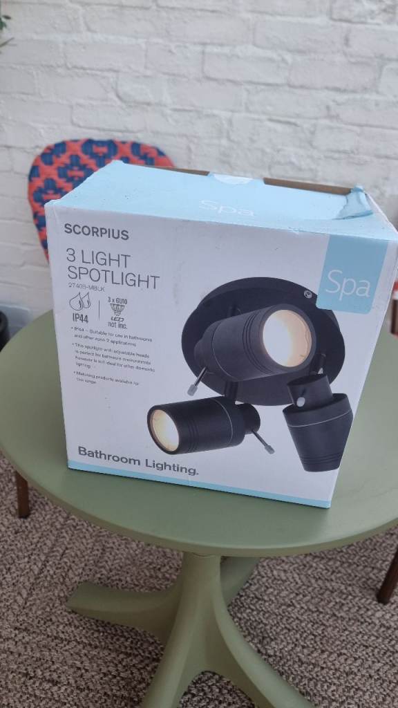 Brand New SCORPIUS 3-Light Spotlight IP44 - Matt Black