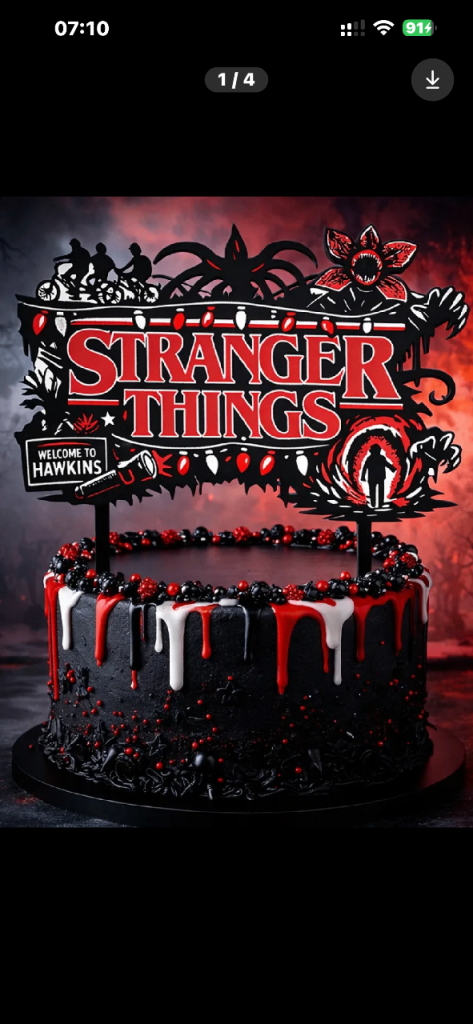 Stranger Things Cake Topper - Black and Red Plastic, NEW