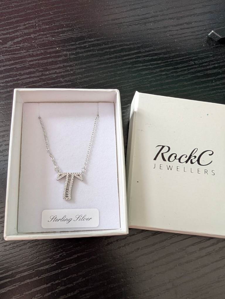 Sterling silver Letter T necklace
