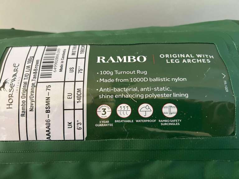 Rambo Original 100g Turnout Rug 6'3. Brand New.