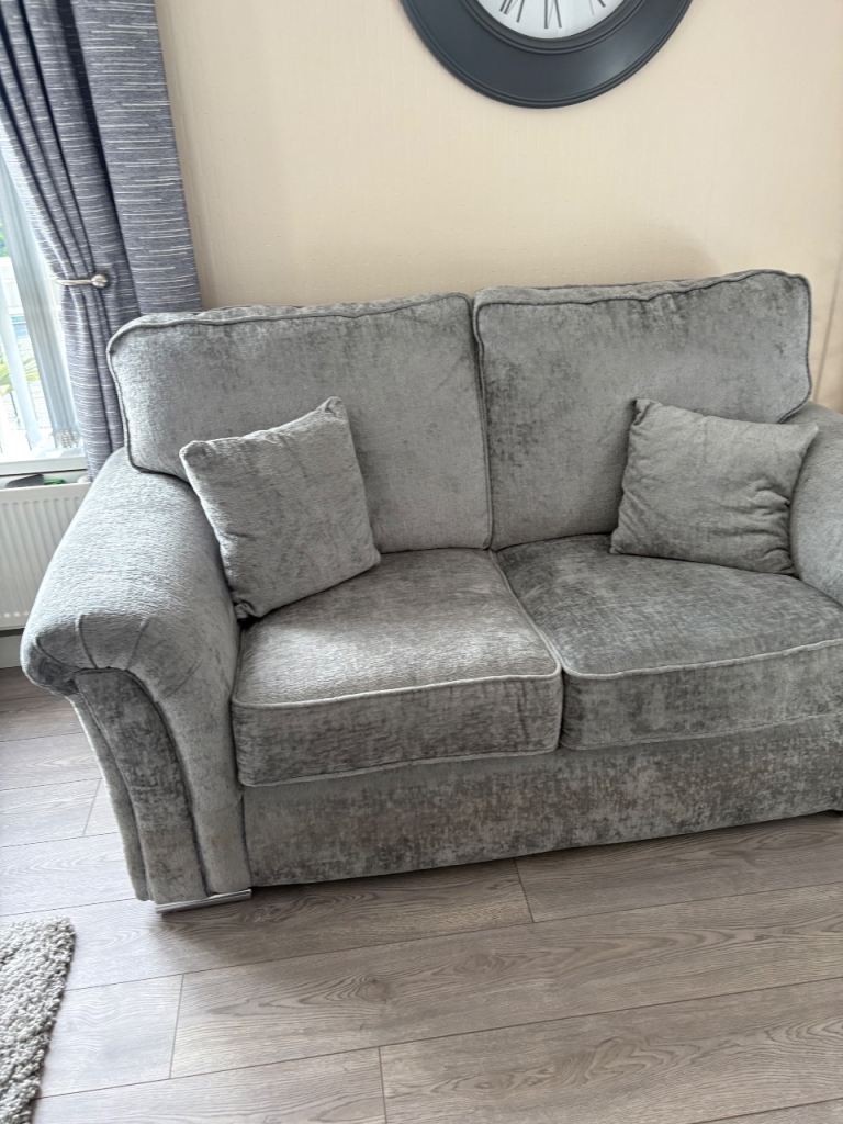 3&2 grey fabric sofas