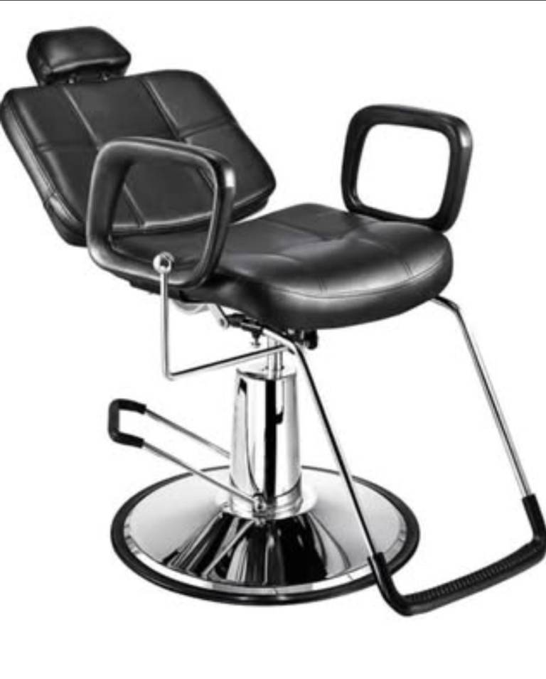 Simple Reclining Hydraulic Pump Barber Chair Adjustable Hairdressing For Salon Hair Cut (Black)  