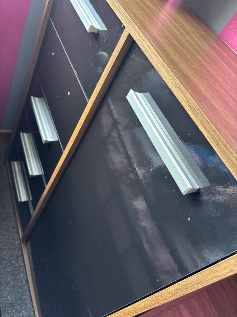 SELLING x2 MATCHING Wooden Chest of 6 Drawers – Black Fronts, Good Condition