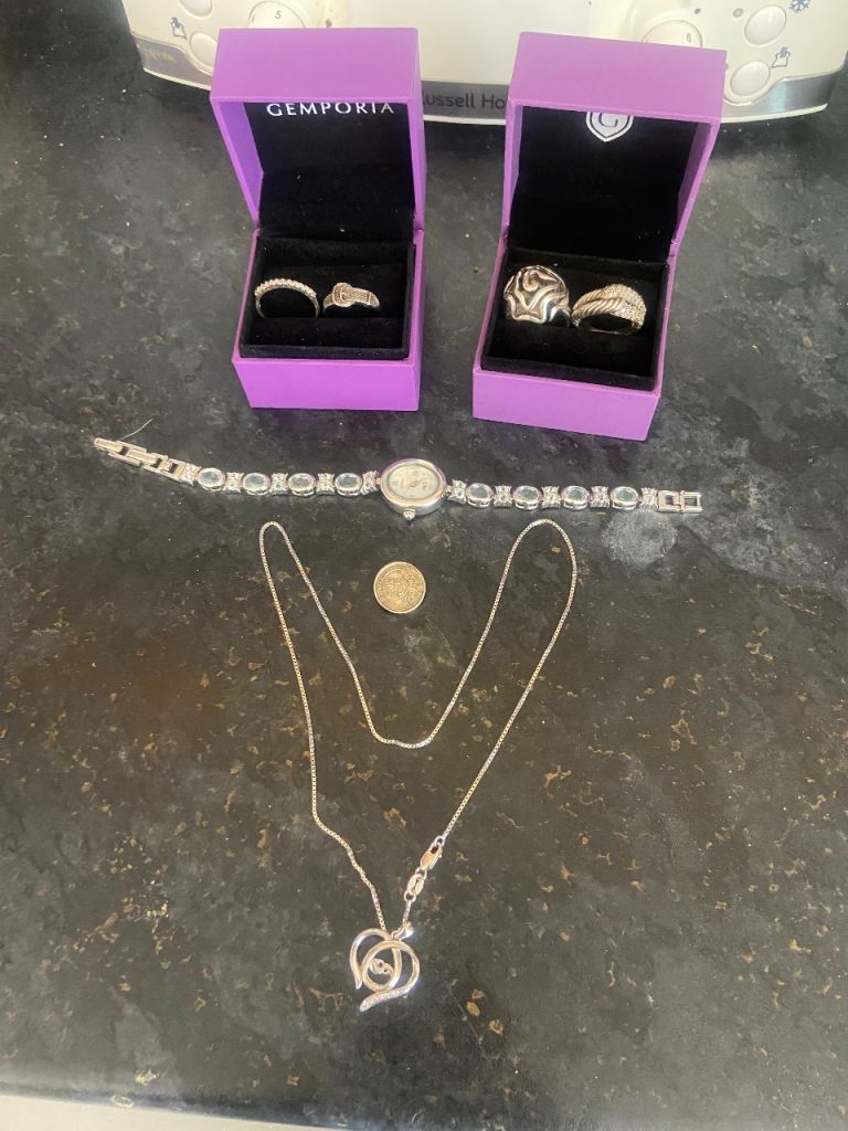 4sterling silver rings silverpendent&chain silver watch