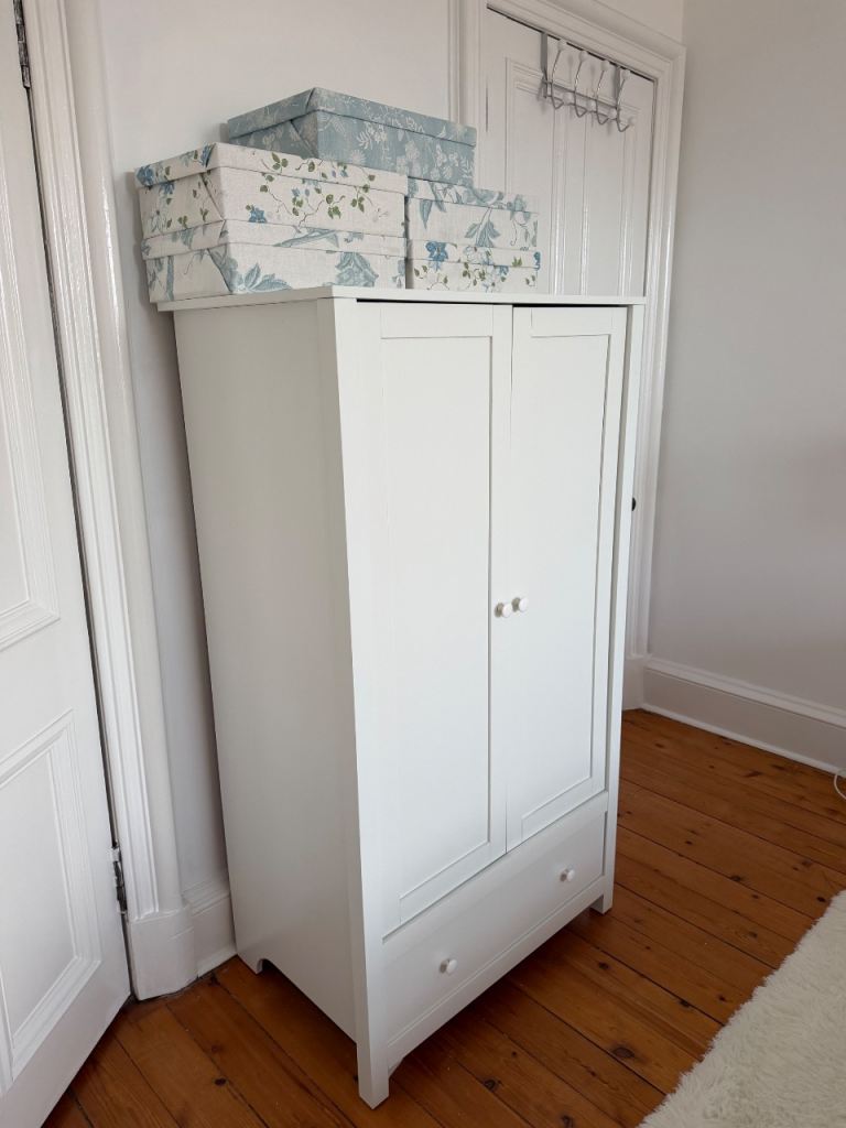White Wardrobe with Drawer – Good Condition