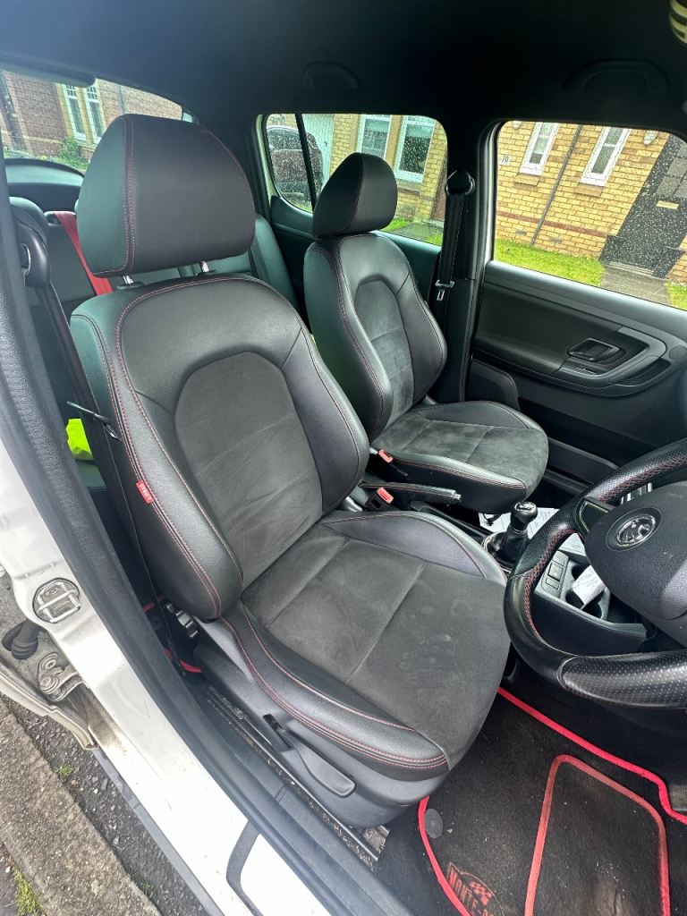 Interior for Fabia A1 Polo Ibiza Half Leather Half Alcantara red stitching seats