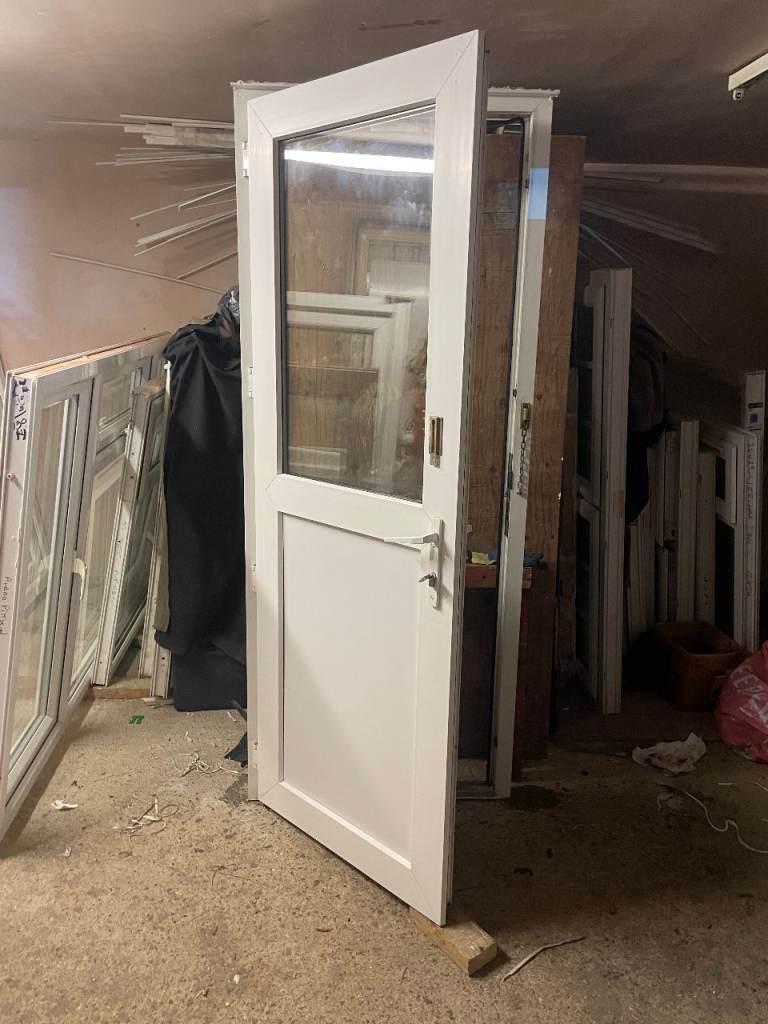 UPVC DOOR 203.5 x 82 cm - UPVC DOUBLE GLAZED DOOR - CLEAR GLASS (REF: DX198)