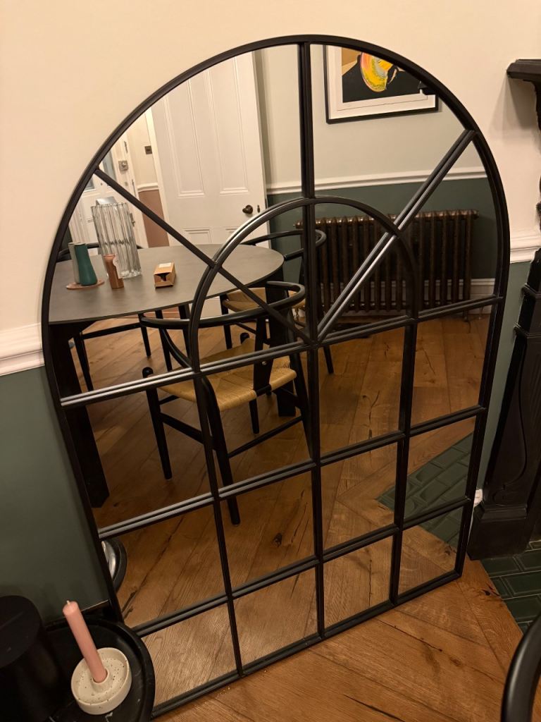 Black Arched Window Mirror