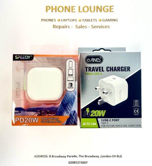 Fast 20w PD Mains Adaptor with USB C port Suitable for charging Samsung, iphone, ipad, tablet