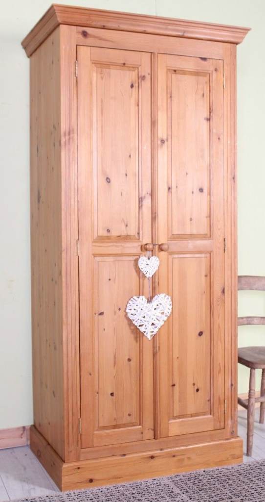 UK Delivery-Second-Hand Waxed Traditional Farmhouse Pine Wardrobe Rail & Shelf