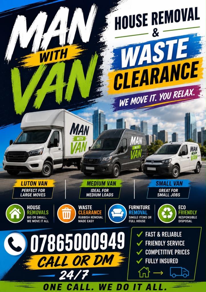 SHORT NOTICE NATIONWIDE PACKING & UNPAKING FREE QUOTES WASTE CLEARANCE ANTIME MAN AND VAN 24/7