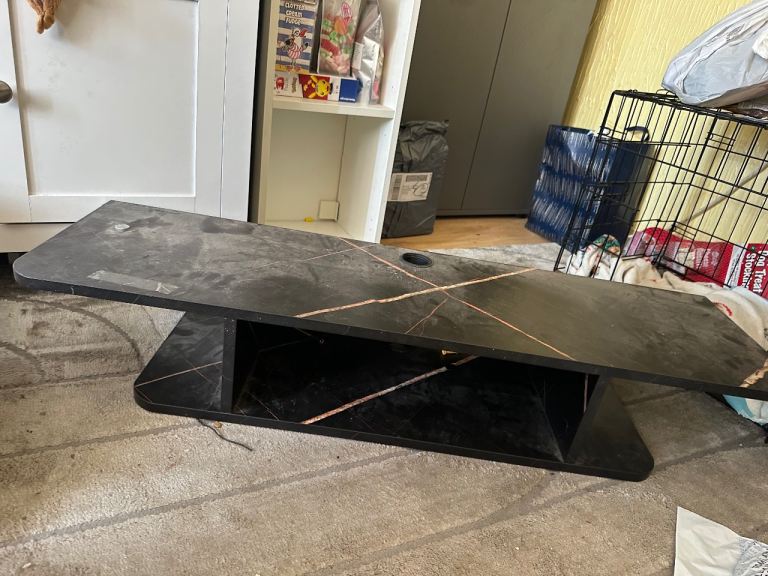 Black Marble Effect TV Stand with Copper Detailing