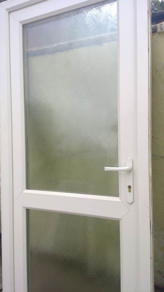 White UPVC Internal Door with Frosted Glass Panel