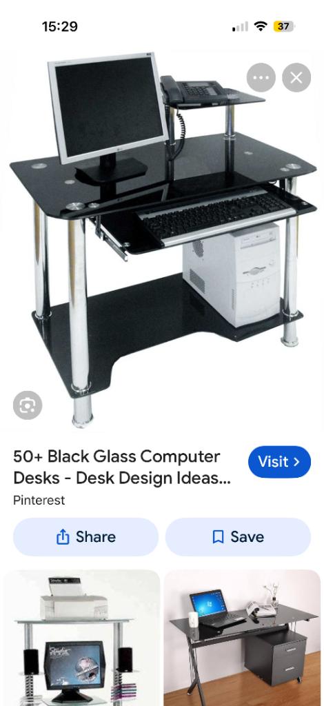 Black Glass Computer Desk