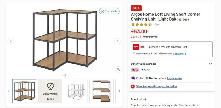 Argos Home Loft Living Short Corner Shelving Unit- Light Oak