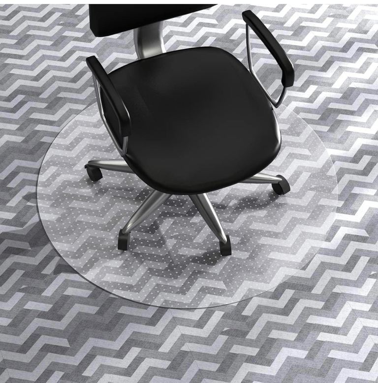 WASJOYE 90cm Round Transparent Desk Mat For Carpet