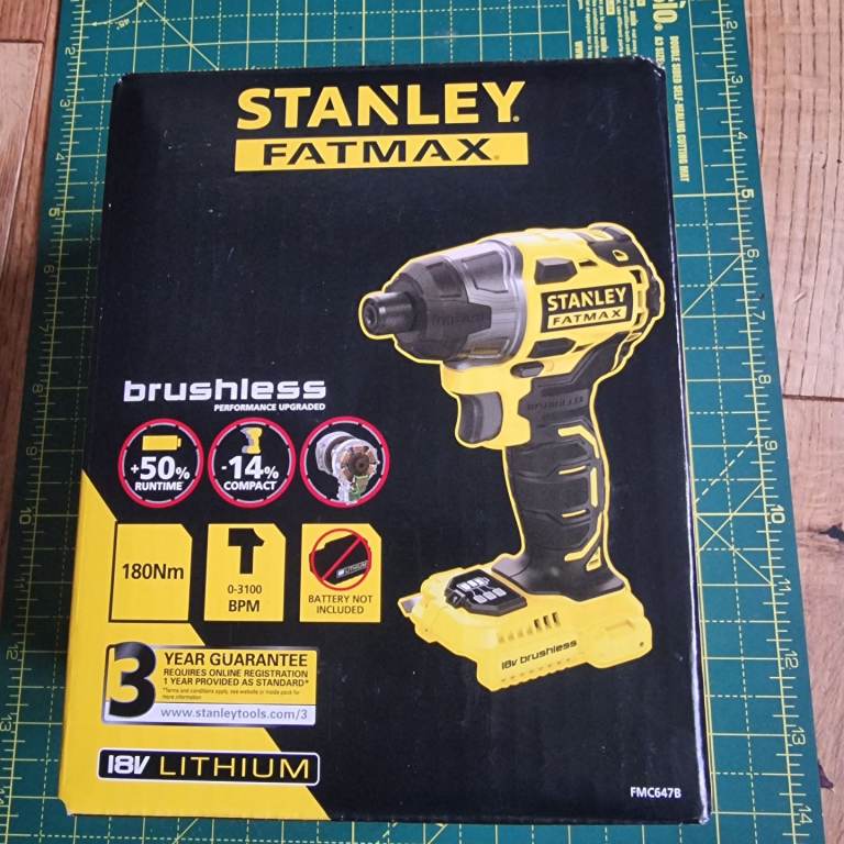 STANLEY 18V FATMAX  Cordless Brushless Impact Driver Tool Only FMC647B-XJ