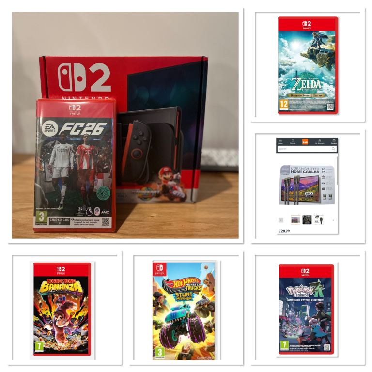 Nintendo switch 2: 8K HDMI twin cables. Choice of games 