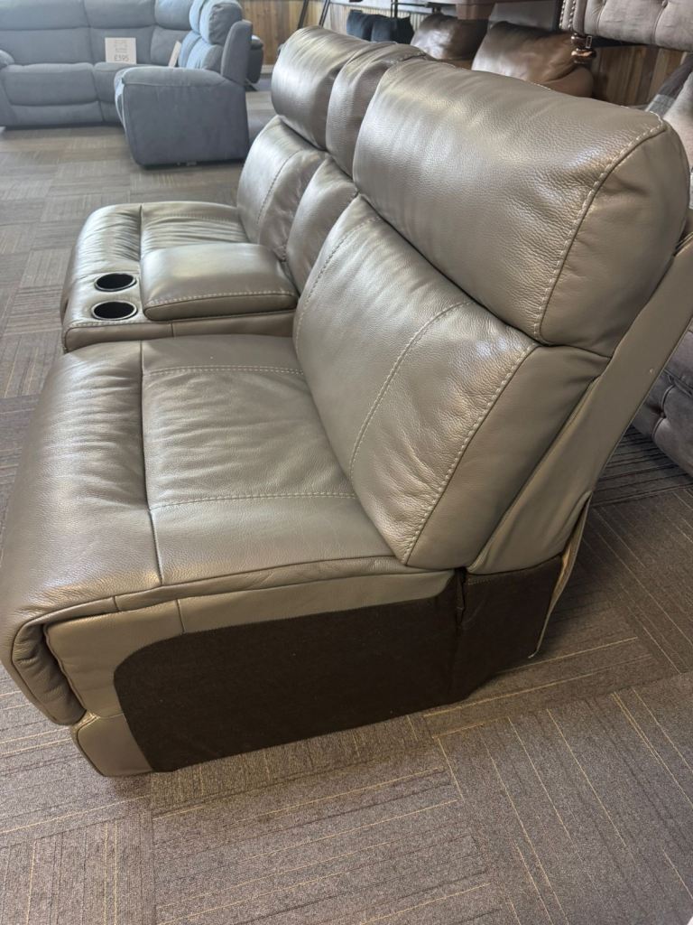 Mushroom Grey Fixed Back Armless 2 Seater Sofa With Drinks Holder  £95 Free Local Delivery