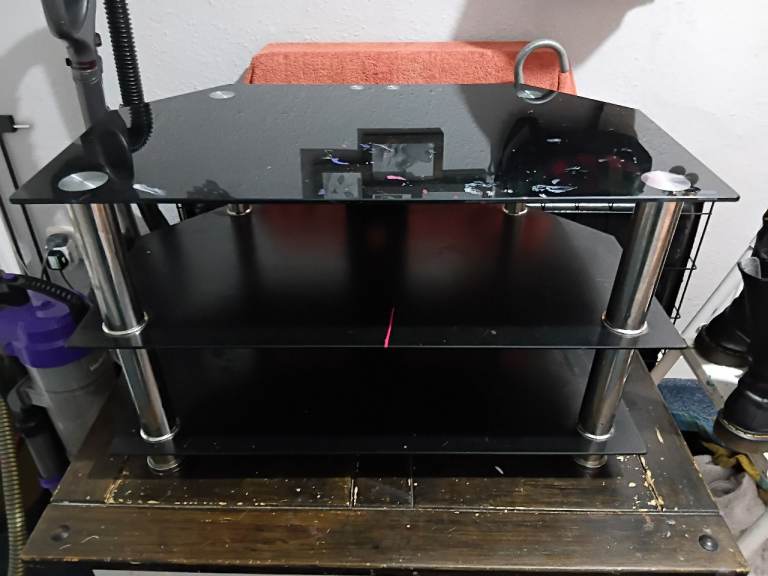 Black glass tv stand