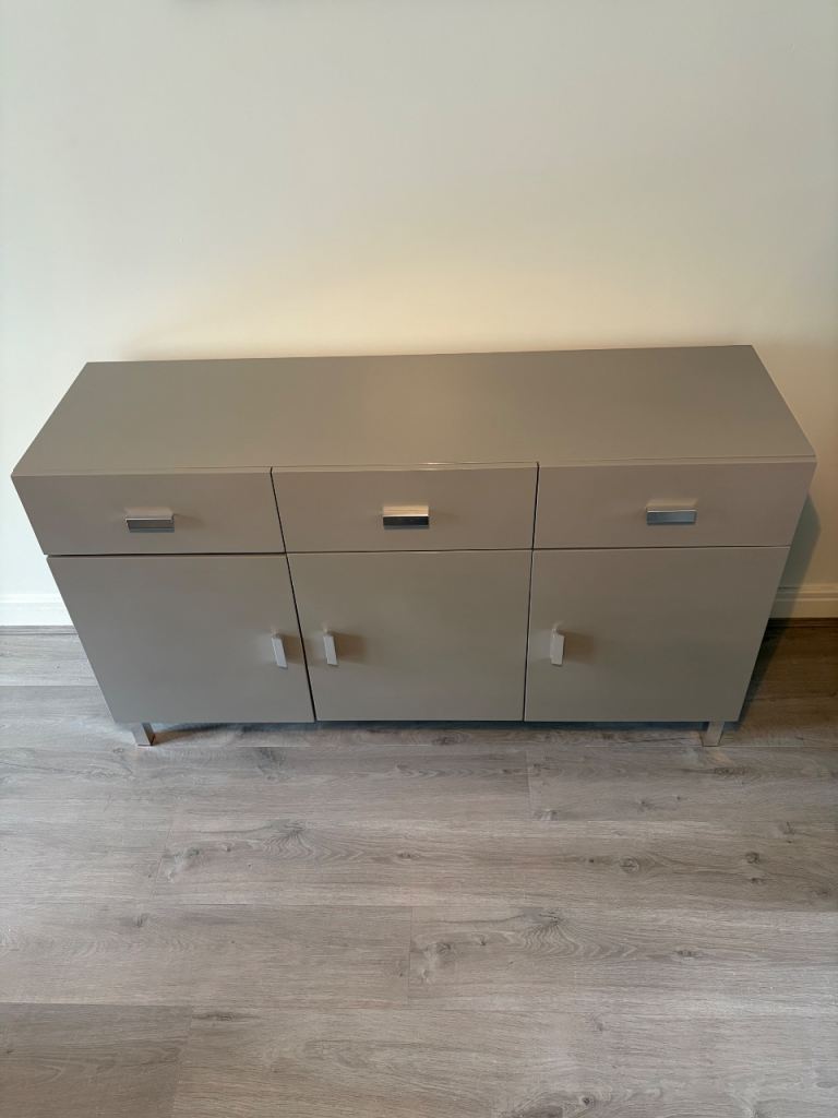 Dove Grey Gloss Sideboard Storage Unit Cupboard