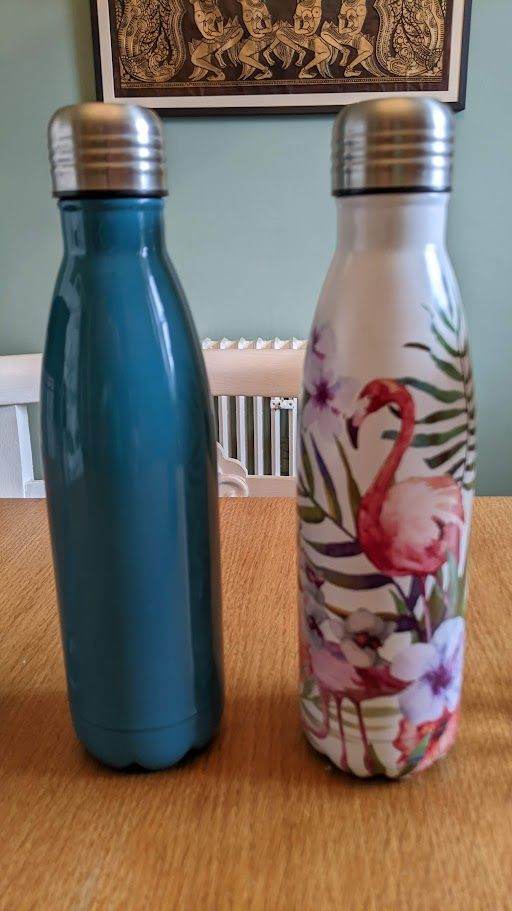 Brand new and never used metal decorative water bottles