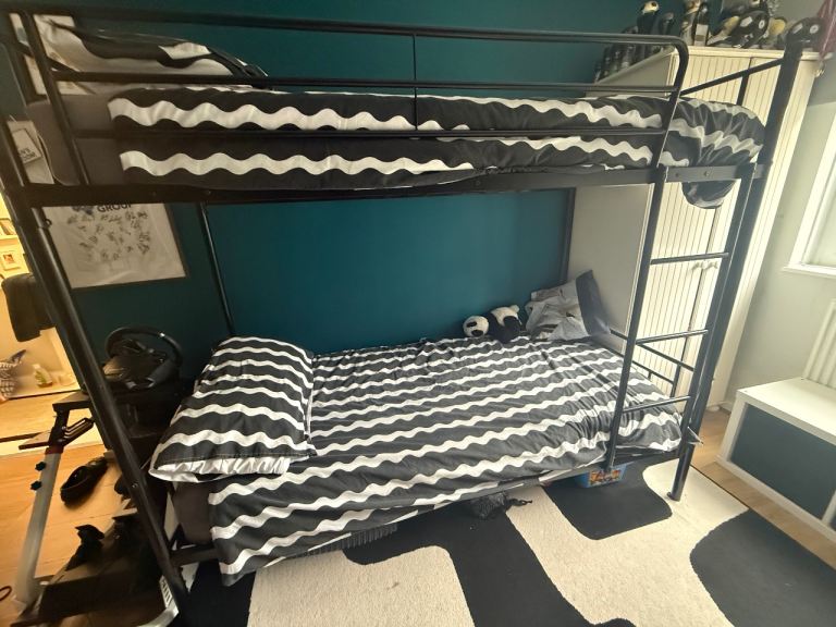 Metal Bunk Bed Frame Black