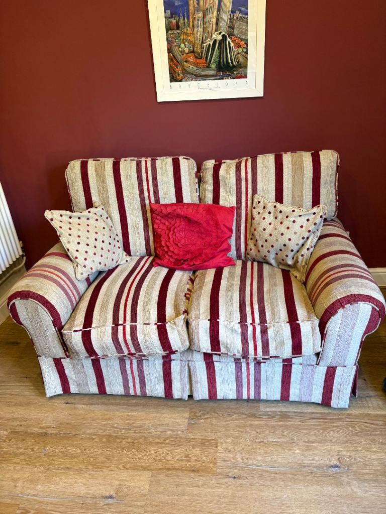 Free Laura Ashley Striped Two-Seater Sofa – Good Condition