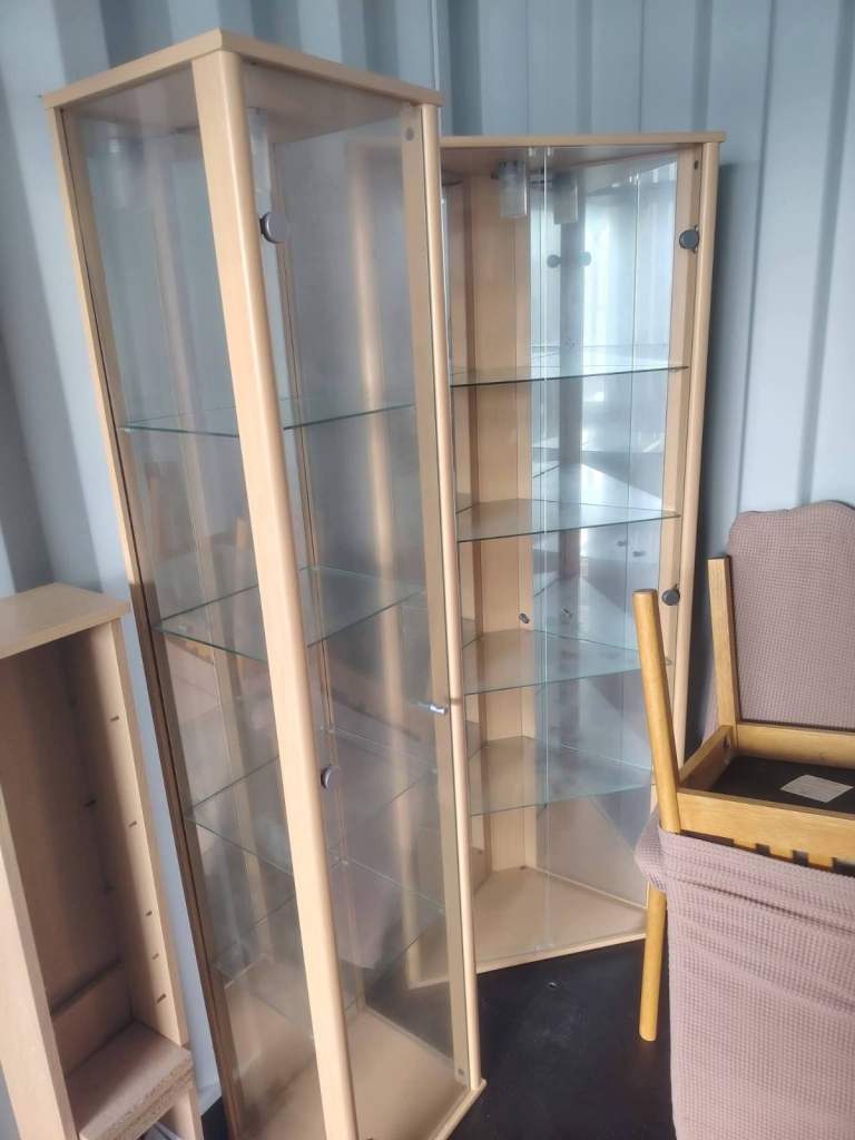 Pair of Wooden and Glass Display Cabinets - Good Condition