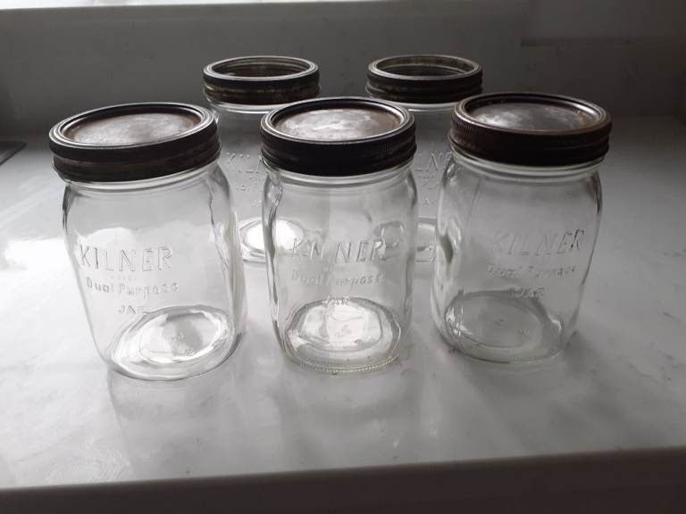 Five Vintage Kilner Storage Jars - 3/4 Litre, Good Condition