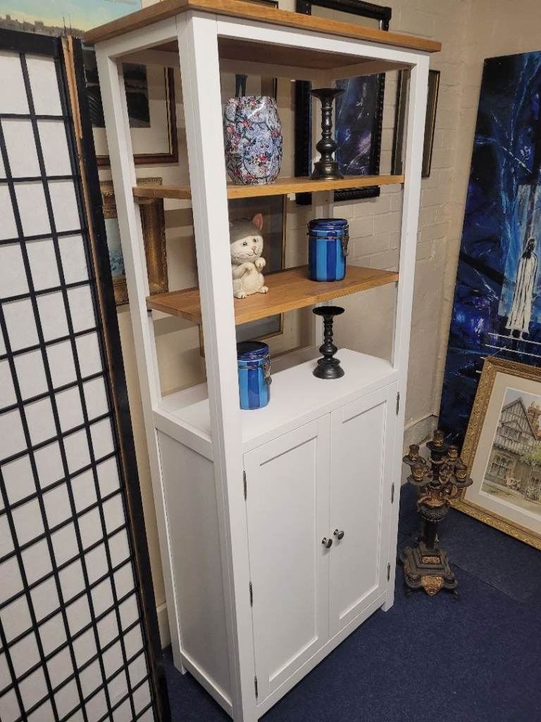 Lovely tallboy shelved cabinet with cupboard   