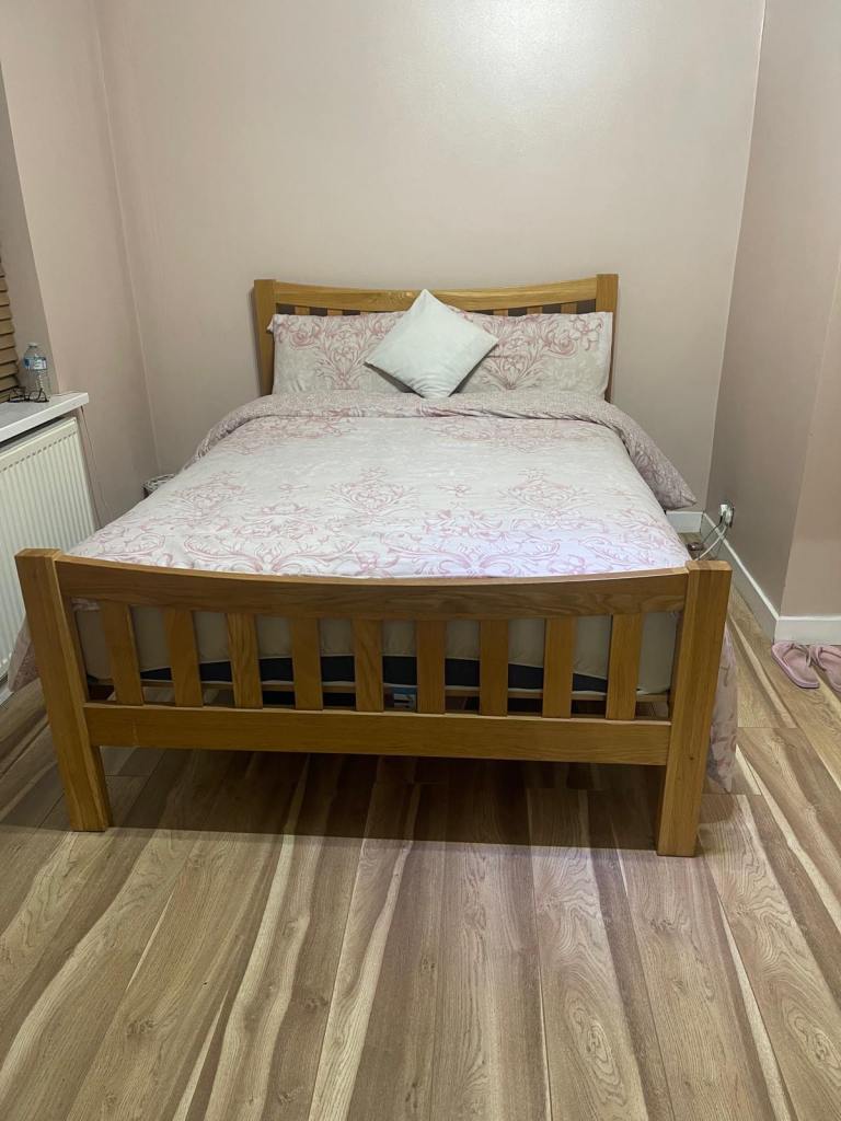 Quick Sale Required - Dreams Wooden Double Bed & Dreams Double Mattress 