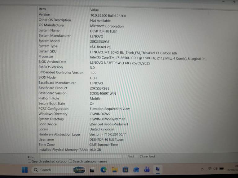 Lenovo Thinkpad X1 Carbon 6th Gen Core i7 8650U 16GB 512GB Nvme Win 11 pro
