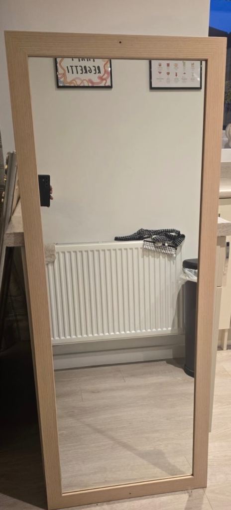 Mirror with brown frame