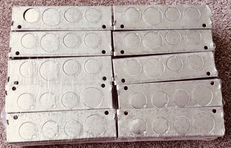 New Galvanised Steel 2 Gang 35mm Installation Boxes (Pack of 10)