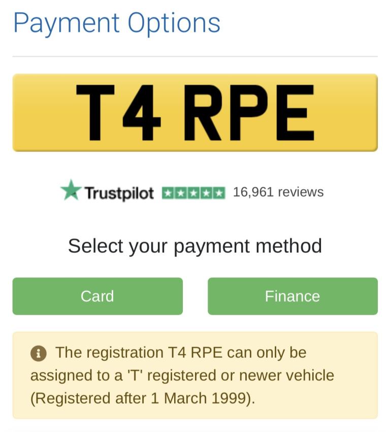 Personal number plate