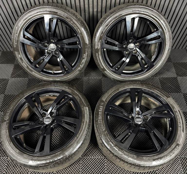 20'' GENUINE AUDI A7 S LINE BLACK 5 DOUBLE SPOKE A8 ALLOY WHEELS ALLOYS TYRES