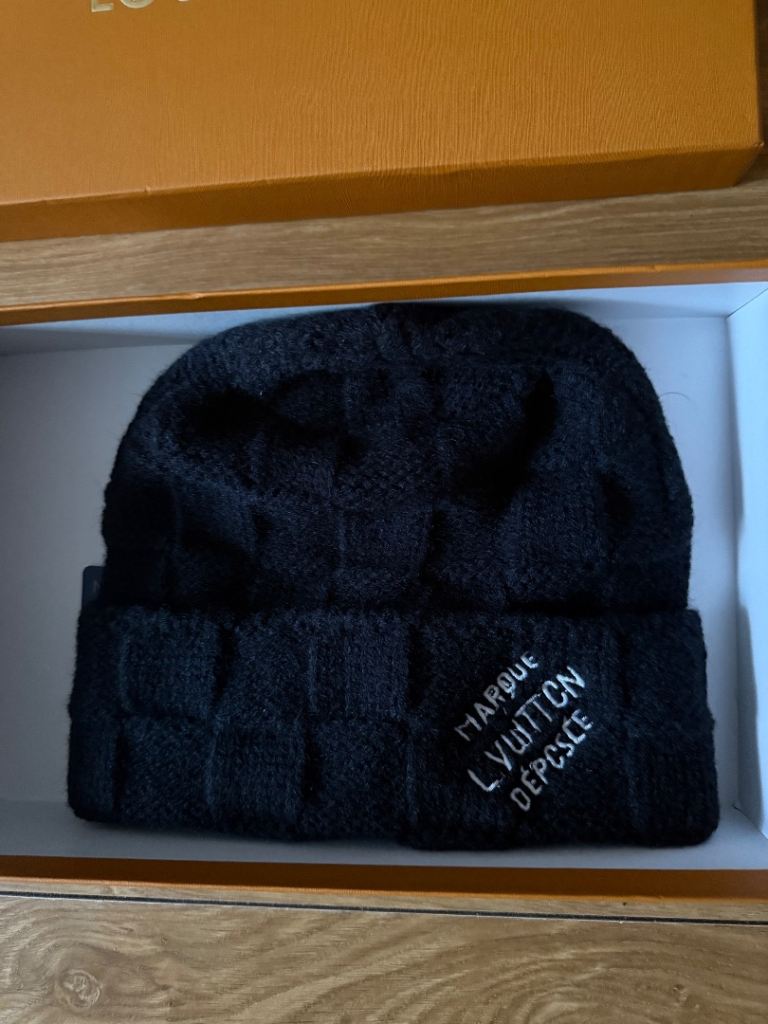 LV Marque Black Wool Beanie