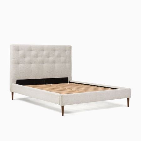 West Elm Super King Emmett Upholstered Bed with Wood Legs