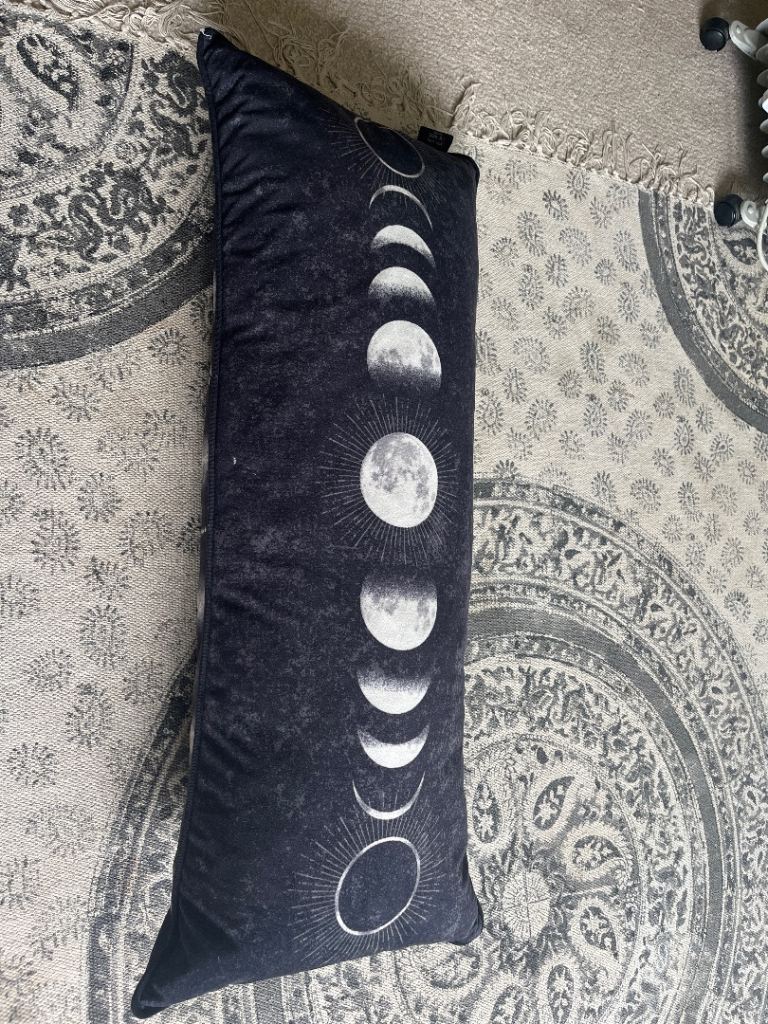 Moon Phase Pillow / Cushion – Black, Good Condition