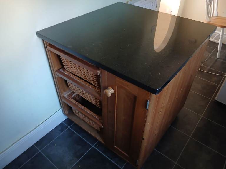 Black granite/stone kitchen worktop for a breakfast bar or an island 